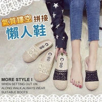 氣質鏤空拼接懶人鞋  黑色36