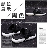 時尚厚底鬆緊涼鞋-黑色/尺碼40