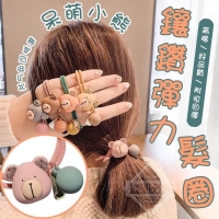 呆萌小熊鑲鑽彈力髮圈(5入/包