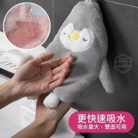 吸水速乾珊瑚絨企鵝擦手巾/隨機