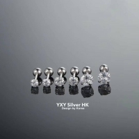 ㊣超閃仿真鑽四爪螺絲珠簡約純銀養耳耳環/一對/3mm/白金色