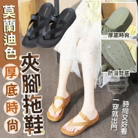 莫蘭迪色厚底時尚夾腳拖鞋/橘色/23.5 230807
