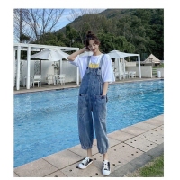 小紅書同款牛仔束腳吊帶褲/黑色2XL 231004