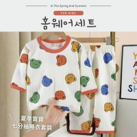 韓國純棉兒童睡衣套裝/綠恐龍130 240519